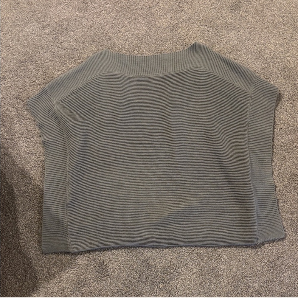 LOFT Ribbed Gray Poncho Sweater
